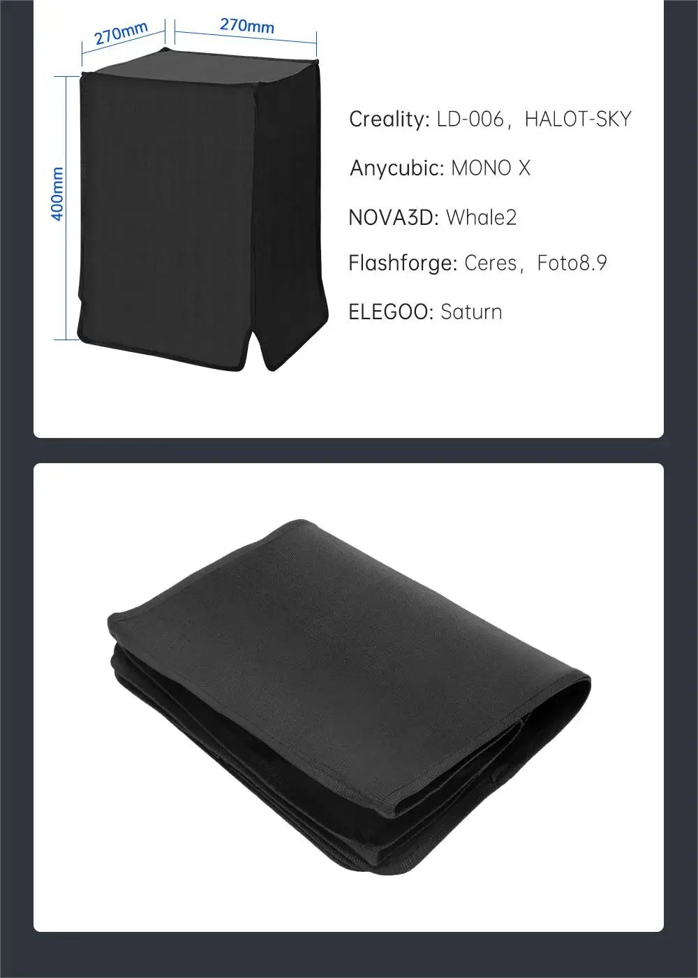 DLP LCD Photocuring 3D Printer Fire Dust Light and Heat Insulation Protective Cover For Elegoo Anycubic Phrozen CREALITY 3D