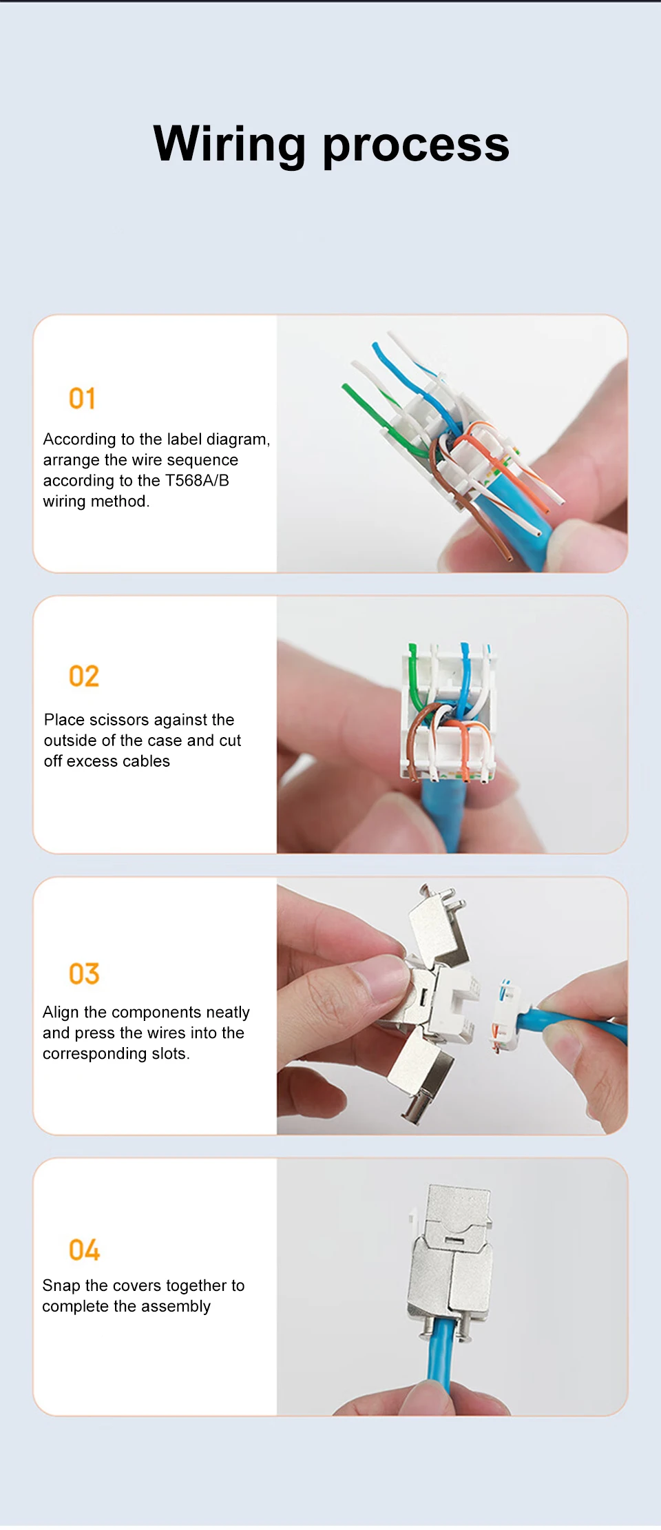 RJ45 Keystone Jack Module CAT8 Cat7 CAT6A Tool-Less STP Shielded Self-Locking CAT6 CAT5E Zinc Alloy Network Coupler Adapter