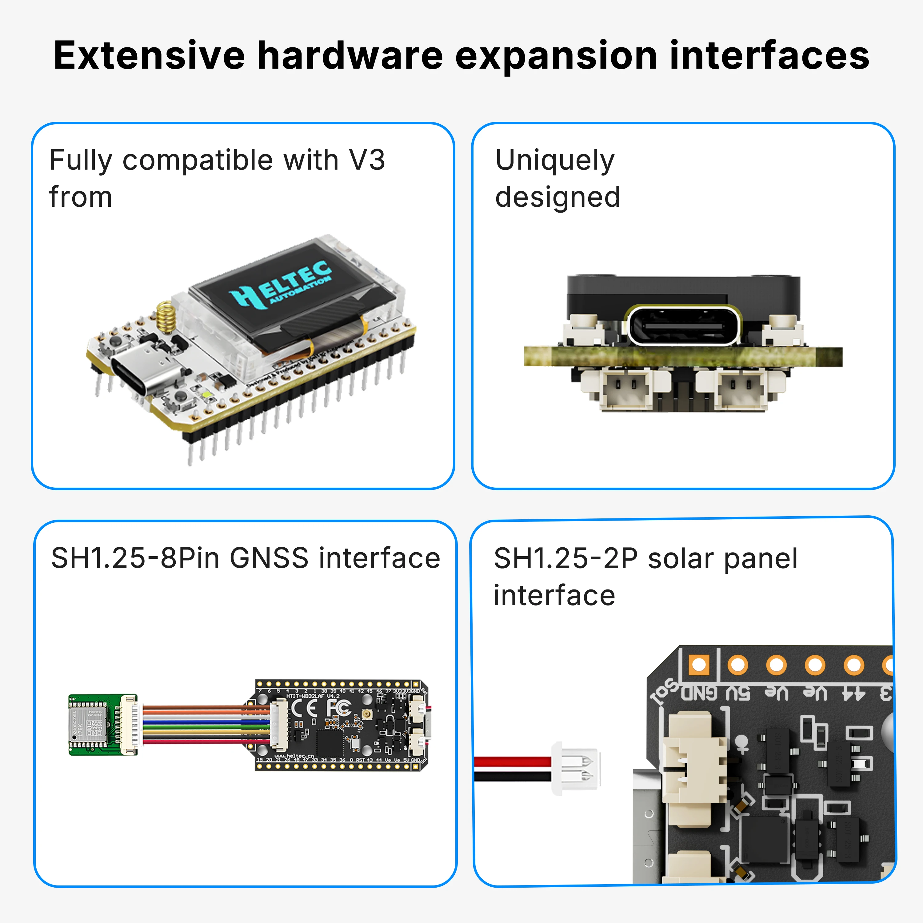 Heltec V4 Meshtastic WiFi LoRa 32 Dev-Board Case Set Soft Antenna ESP32 SX1262 Solar Powered BLE Low Power