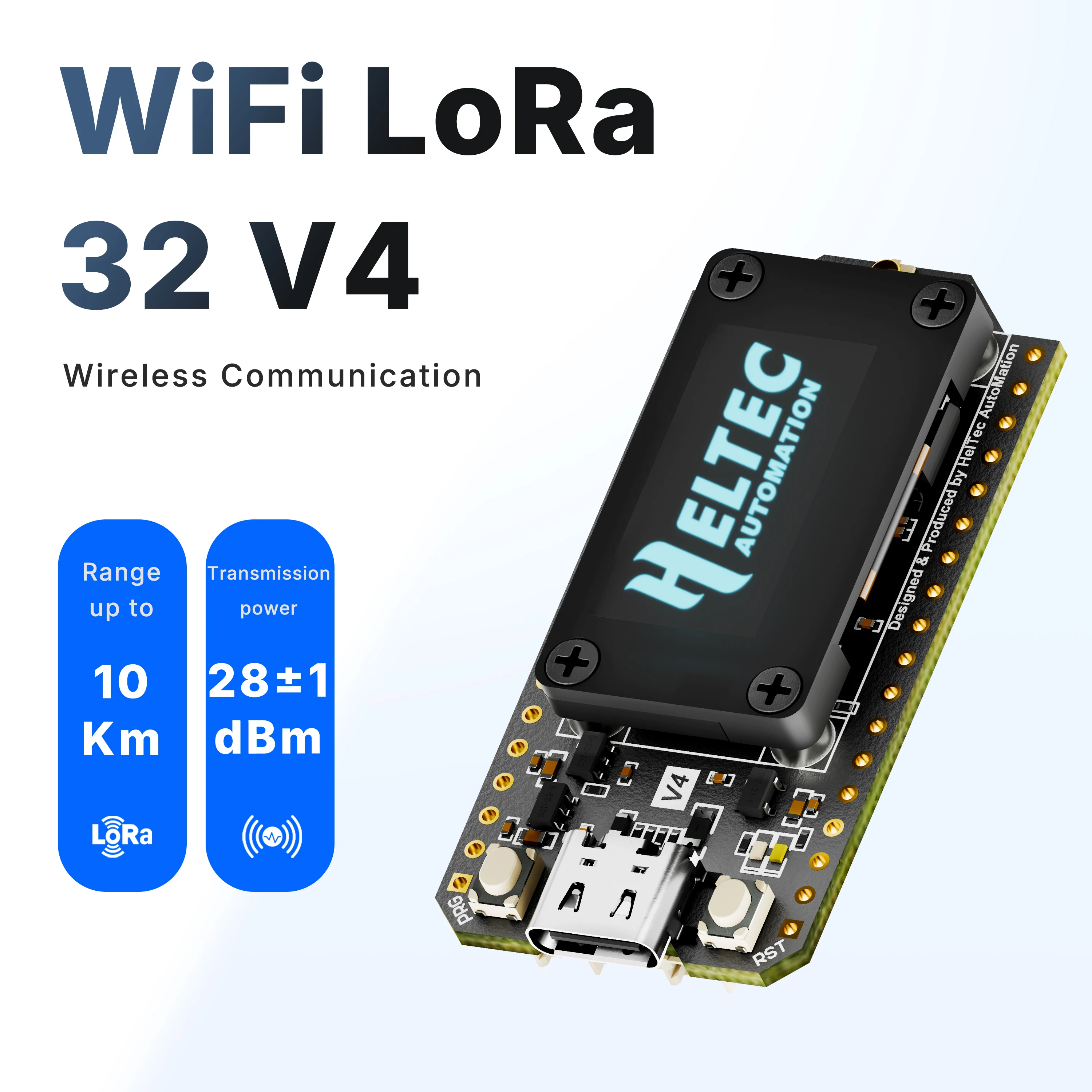 Heltec V4 Meshtastic WiFi LoRa 32 Dev-Board Case Set Soft Antenna ESP32 SX1262 Solar Powered BLE Low Power