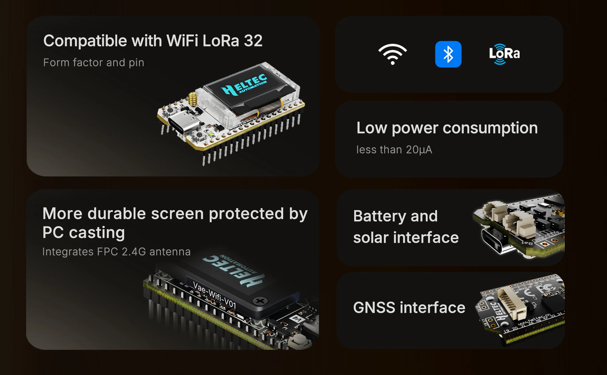 Heltec V4 Meshtastic WiFi LoRa 32 Dev-Board Case Set Soft Antenna ESP32 SX1262 Solar Powered BLE Low Power