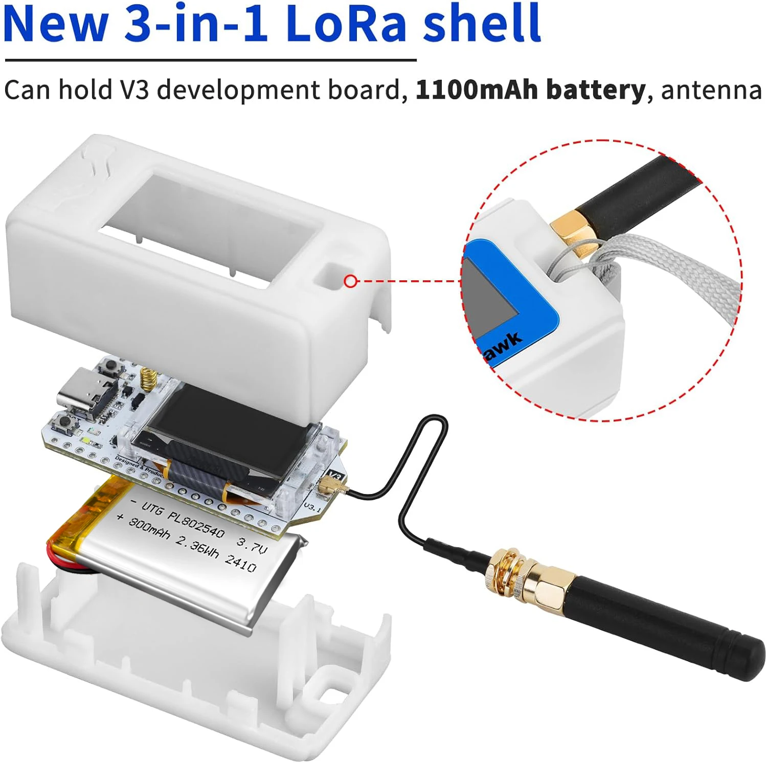 Meshtastic Heltec V3 ESP32 LoRa 32 Dev-Board Kit Case(Case Only - Other Items Not Included)