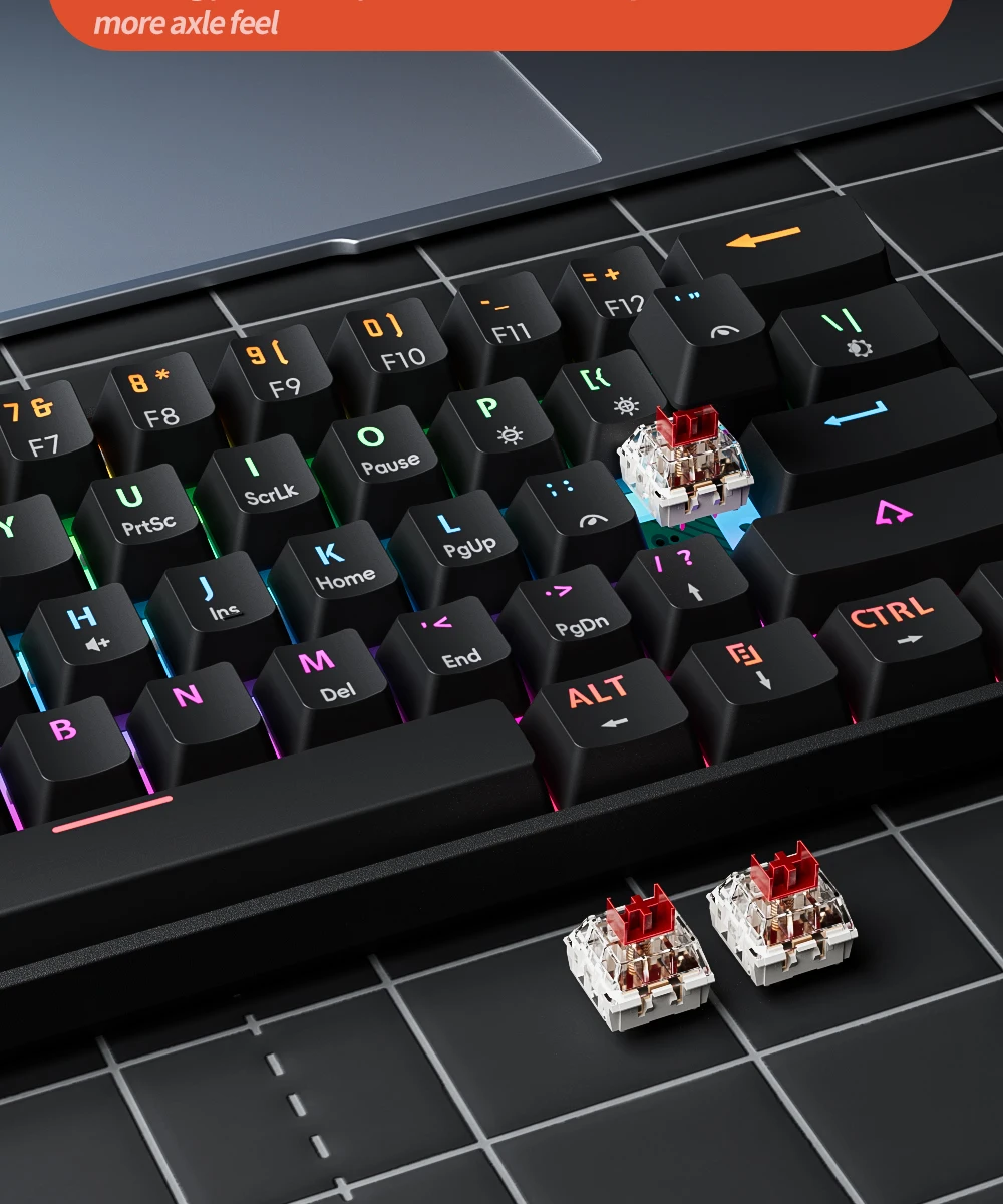 MUCAI MK61 USB Gaming Esports Mechanical Keyboard 61 Key Red Axis Wired Detachable Cable RGB Backlight Hot Swap