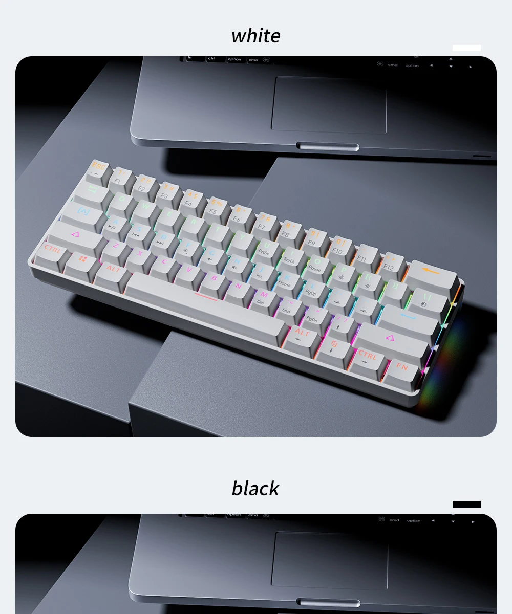 MUCAI MK61 USB Gaming Esports Mechanical Keyboard 61 Key Red Axis Wired Detachable Cable RGB Backlight Hot Swap