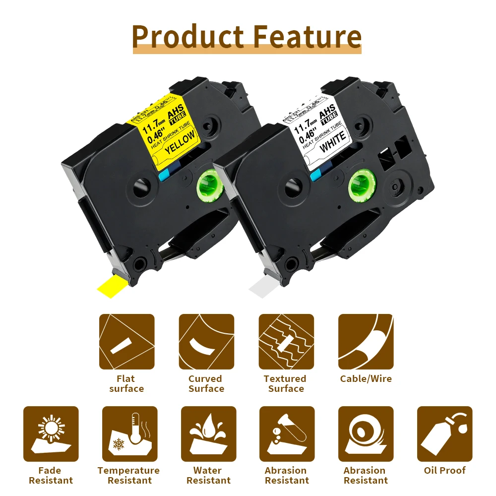 Heat Shrink Tube Tape Compatible for Brother Heat Shrink Tube Tape HSe231 HSe221 HSe211 HSe631 HSe621 HSe611 for PTE300 PTE500W