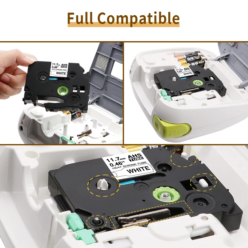 Heat Shrink Tube Tape Compatible for Brother Heat Shrink Tube Tape HSe231 HSe221 HSe211 HSe631 HSe621 HSe611 for PTE300 PTE500W