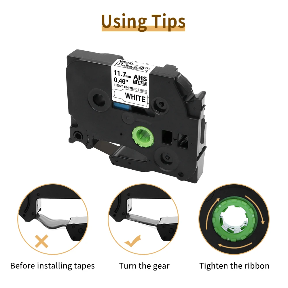 Heat Shrink Tube Tape Compatible for Brother Heat Shrink Tube Tape HSe231 HSe221 HSe211 HSe631 HSe621 HSe611 for PTE300 PTE500W