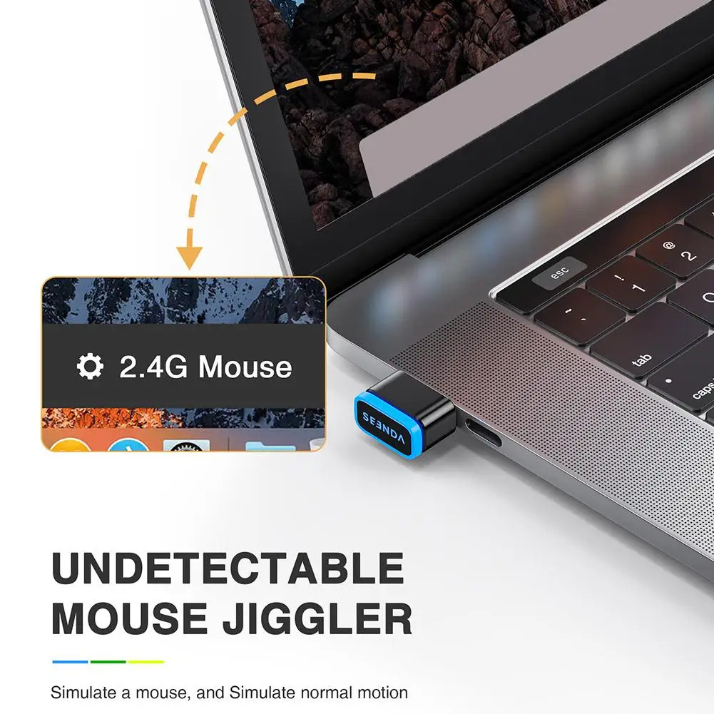 Seenda Mouse Jiggler USB Driver-Free Shaker Mechanical Undetectable Mouse Mover Simulator Smart Keeps Computer/PC/Laptop Awake