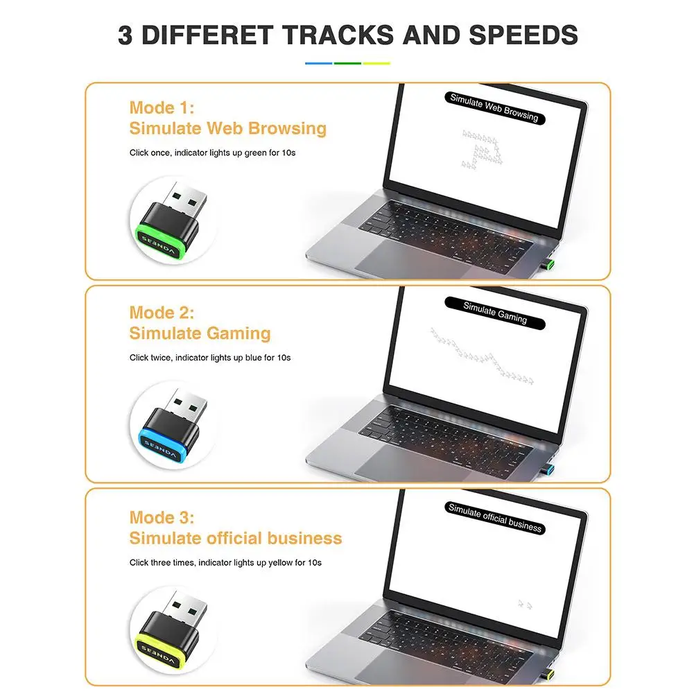 Seenda Mouse Jiggler USB Driver-Free Shaker Mechanical Undetectable Mouse Mover Simulator Smart Keeps Computer/PC/Laptop Awake