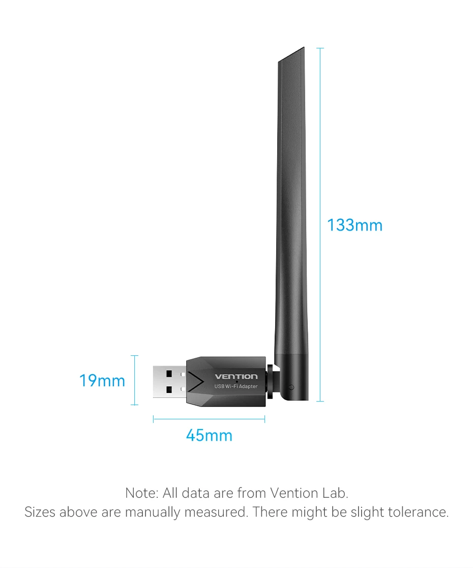 Vention WiFi Adapter AC650 WiFi5 5G&2.4G USB WiFi Card Dongle for PC Desktop Laptop Wifi Antenna USB Ethernet Network Card