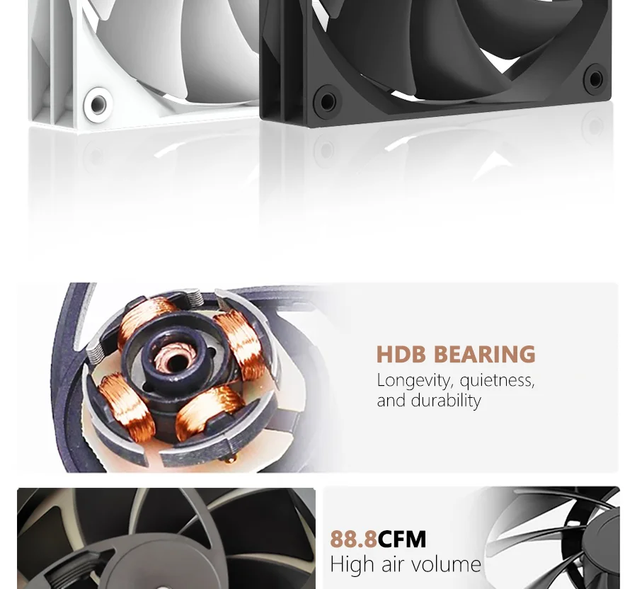 JUMPEAK JP120 120mm Fan 2000RPM High Speed 4PIN PWM Silent Hydraulic Bearing 12cm Cooling Fans for Gaming PC Case Liquid Cooler