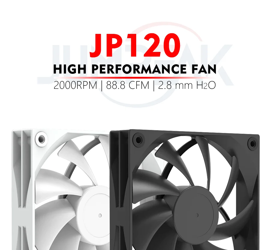 JUMPEAK JP120 120mm Fan 2000RPM High Speed 4PIN PWM Silent Hydraulic Bearing 12cm Cooling Fans for Gaming PC Case Liquid Cooler