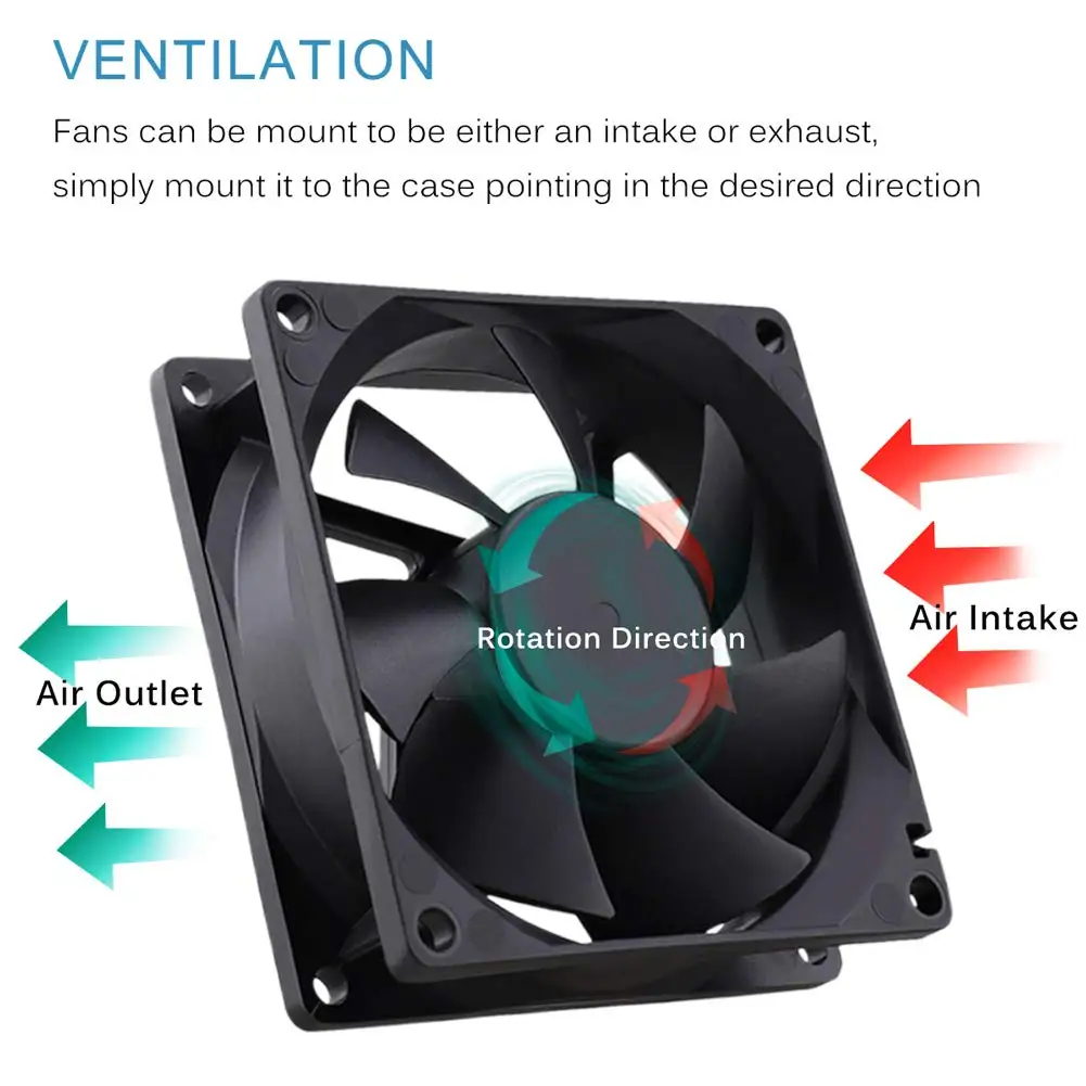 12cm 12025 Fan 5V 12V 24V USB 2PIN PC Computer Case Cooler Fan DC Brushless Cooling Fan 120x120x25mm Btc Server PC Cooling Fan