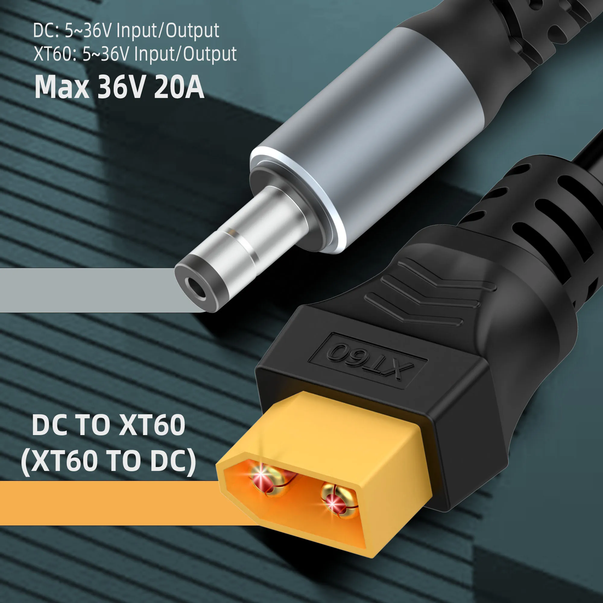 16AWG XT60 Female To DC5521 Male Power Cable Adapter for Solar Power Station and Laptops