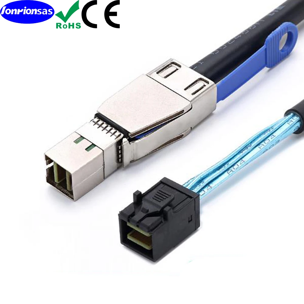 SFF-8644 to SFF-8643 Mini SAS HD Hybrid Cable, 12Gbps SAS 3.0 Adapter for RAID/Data Center/Workstation/Desktop 0.5M/1M/2M
