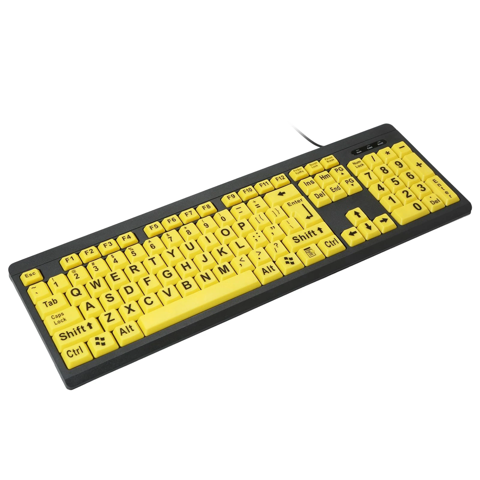 Wired Keyboard USB Large Print Computer Keyboard for Low Vision Users High Contrast 104 Keys Letters for Old Men