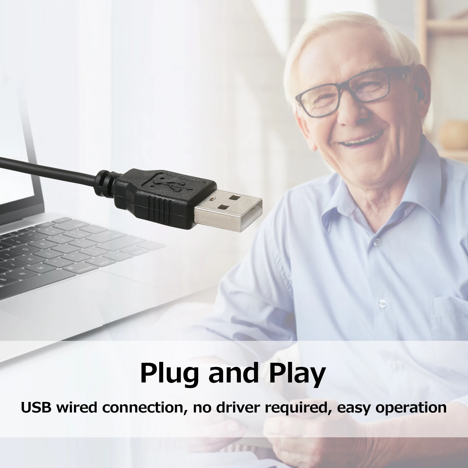 Wired Keyboard USB Large Print Computer Keyboard for Low Vision Users High Contrast 104 Keys Letters for Old Men