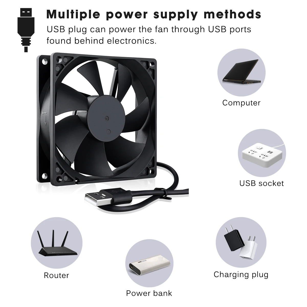 2pcs Gdstime 5V USB PC Fan 40mm 50mm 60mm 80mm 90mm 120mm 140mm for Receiver DVR Playstation Xbox Router Computer Cabinet Cooler