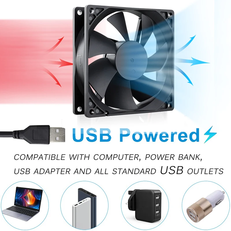 2pcs Gdstime 5V USB PC Fan 40mm 50mm 60mm 80mm 90mm 120mm 140mm for Receiver DVR Playstation Xbox Router Computer Cabinet Cooler