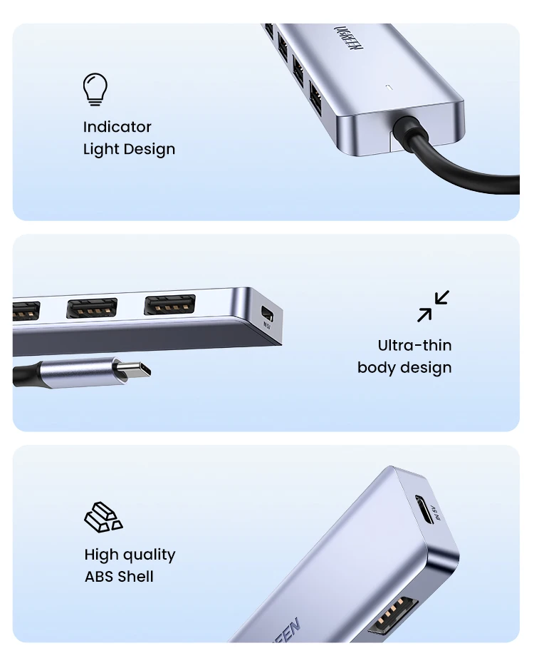 UGREEN USB C HUB 4 Ports Type C to USB 3.0 Hub Splitter Adapter for Laptop MacBook Mac Mini iPad Pro Samsung S25 iPhone 17