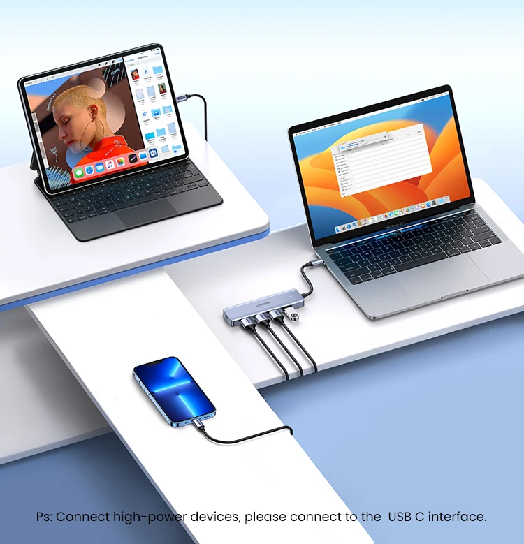UGREEN USB C HUB 4 Ports Type C to USB 3.0 Hub Splitter Adapter for Laptop MacBook Mac Mini iPad Pro Samsung S25 iPhone 17