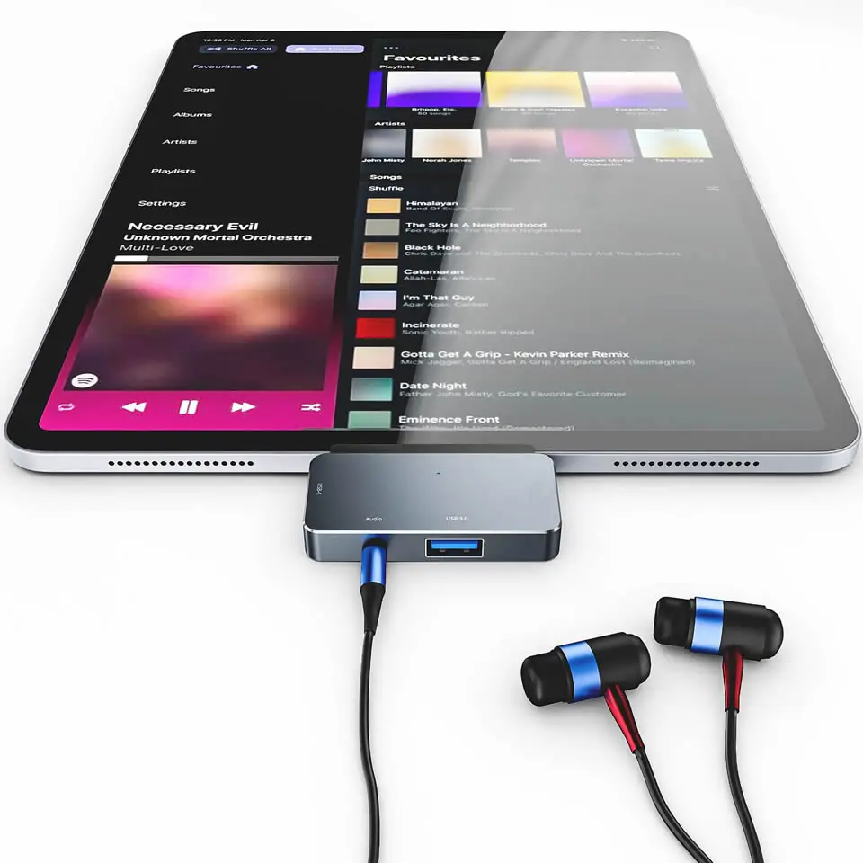 OUTMIX USB C Hub to 4K HDMI-compatible Adapter with USB-C PD USB3.0 3.5mm Jack Port USB Type C Dock for iPad Pro Macbook Pro/Air