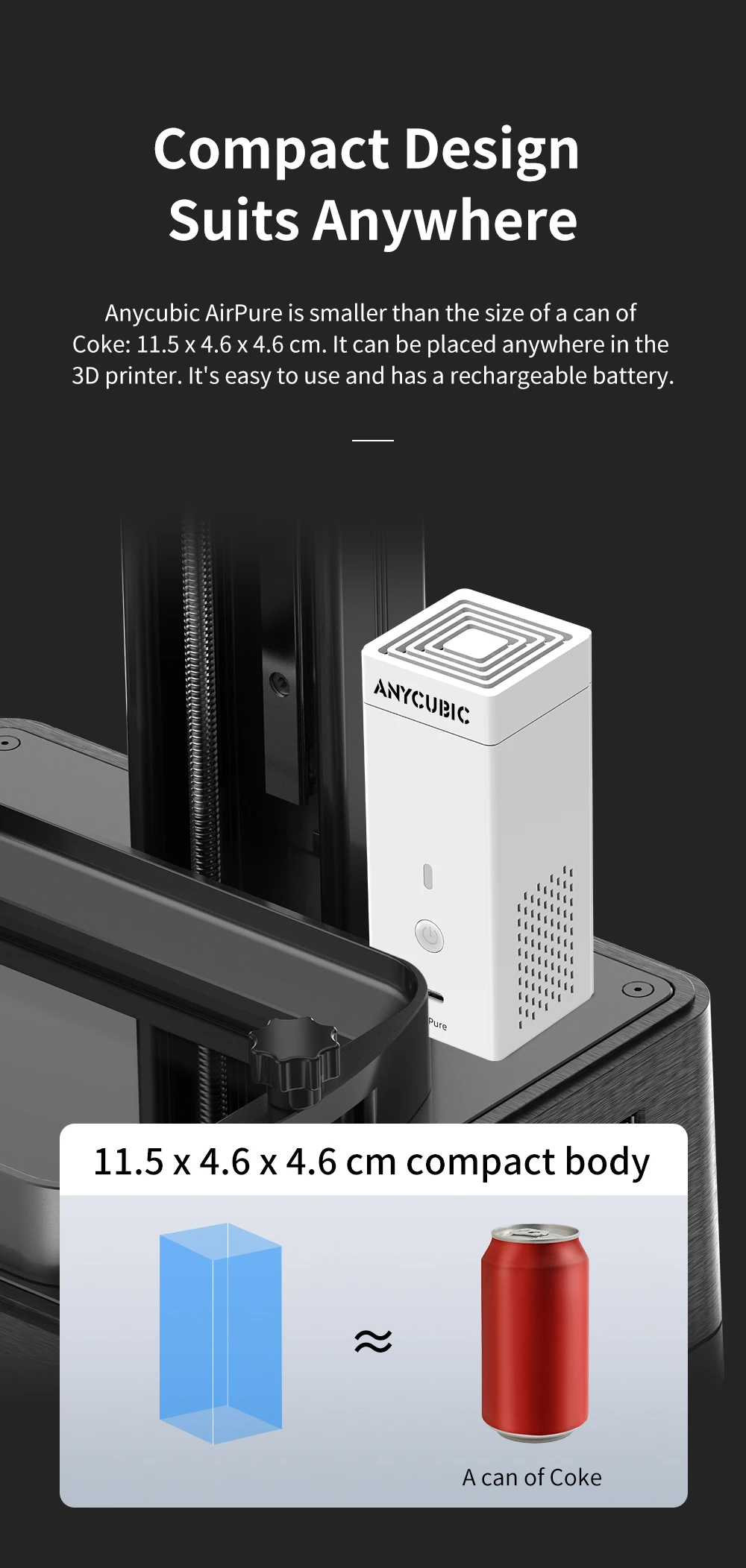 ANYCUBIC AirPure 3D Printer Parts Efficient Air Purification Low Noise High Speed Powerful Fan for Resin 3D Printer Photon M3