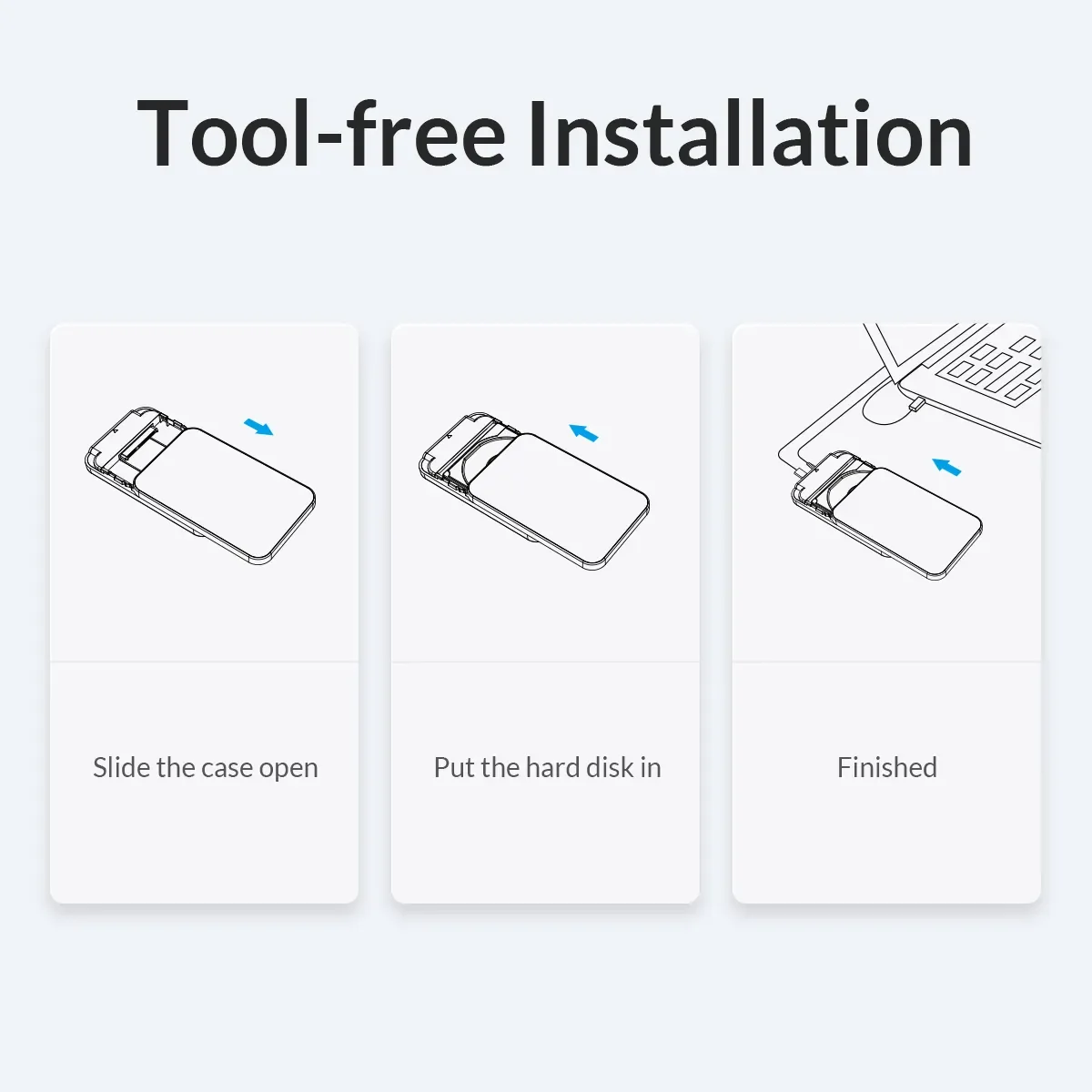 ORICO 2.5 inch HDD Enclosure SATA to USB 3.0 Type-C External Hard Drive Case 5Gbps Speed SATA SSD HDD Case 6TB Storage Box