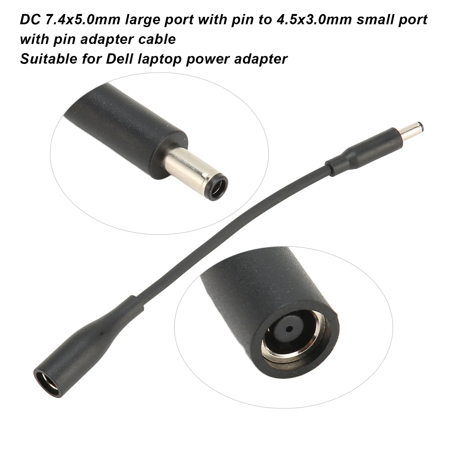 4pcs DC 7.4x5.0mm to 4.5x3.0mm Adapter Cable Plug and Play Portable Tip Adapter Connector Converter Cable for Dell Laptop
