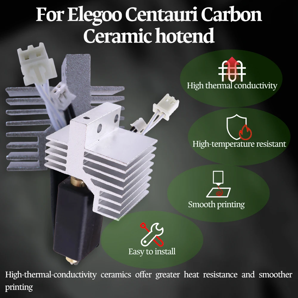 Upgrade Elegoo CC Hotend 0.2/0.4/0.6/0.8mm Assembled Extruder Hotend Kit for Elegoo Centauri Carbon Hot End / Centauri Nozzle