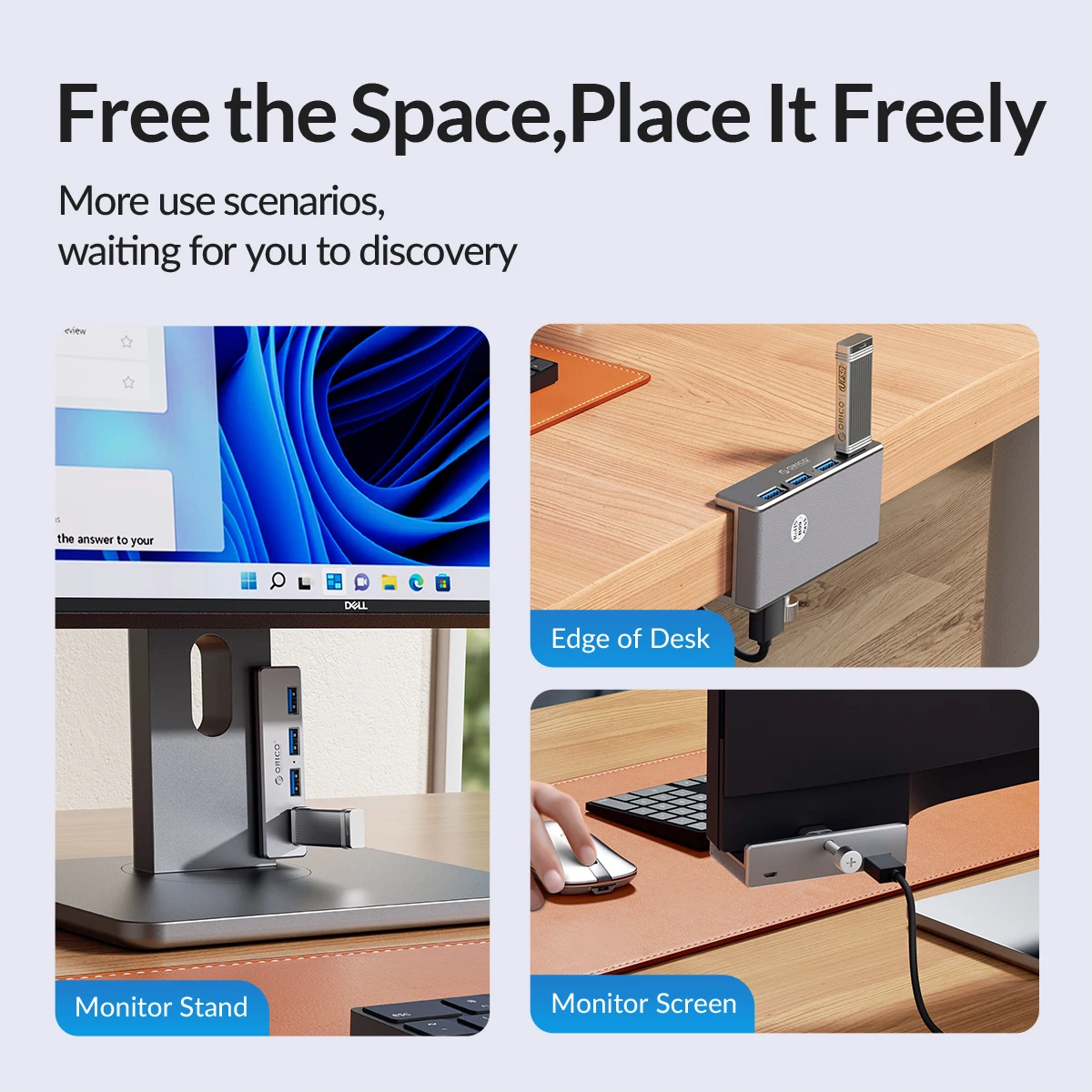 ORICO MH4PU 5GBPS Data Transmission Hub Aluminum 4 Ports USB 3.0 Clip HUB with Power Supply High Speed for MAC OS PC