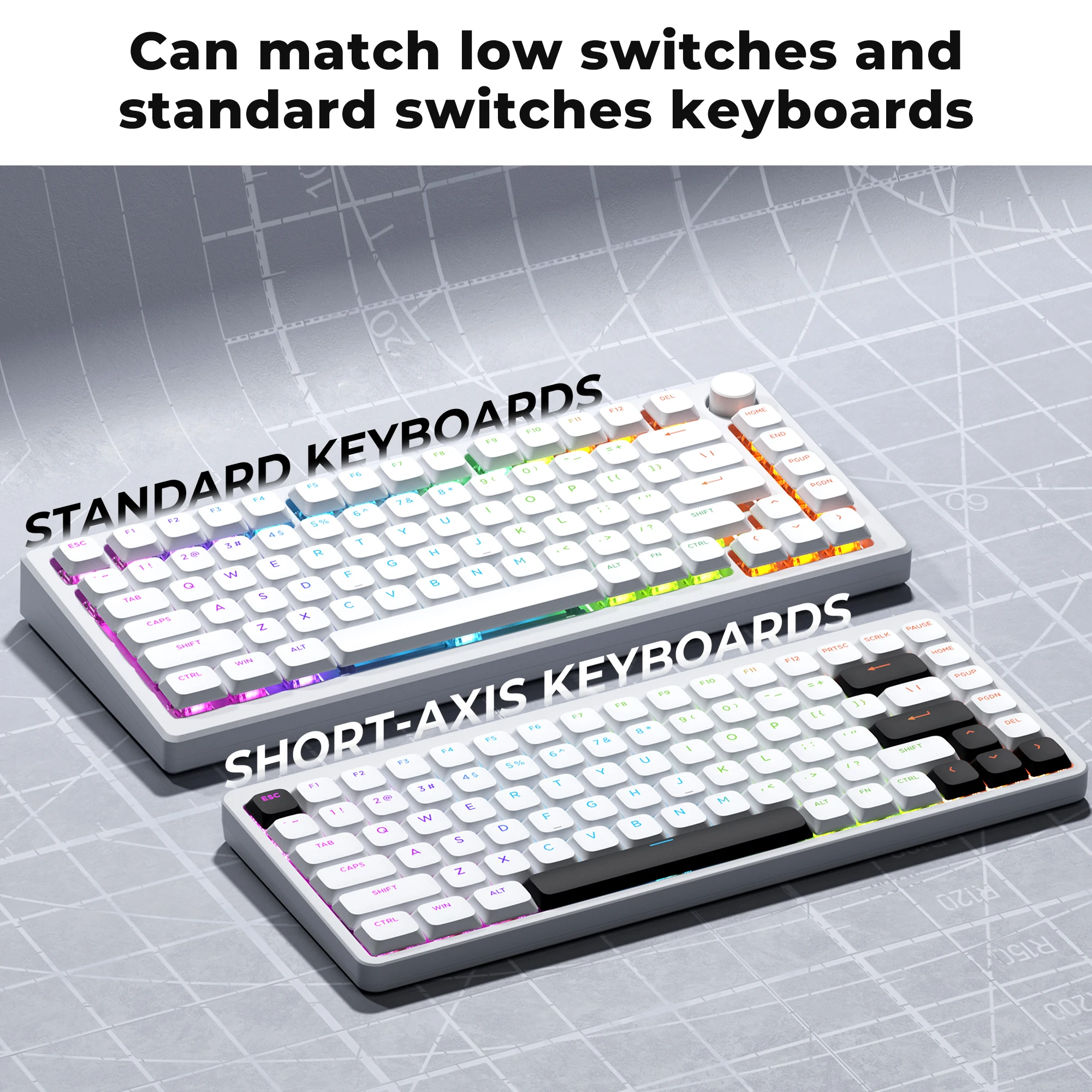 XVX 127Keys Low Profile Keycaps Double-Shot Shine Through Key Cap Set Game Mechanical Keyboard Skyline Key Caps