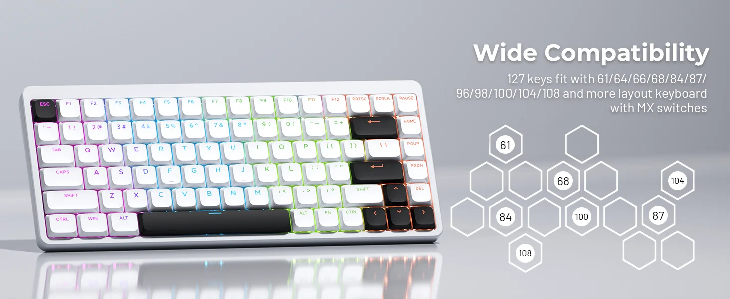 XVX 127Keys Low Profile Keycaps Double-Shot Shine Through Key Cap Set Game Mechanical Keyboard Skyline Key Caps