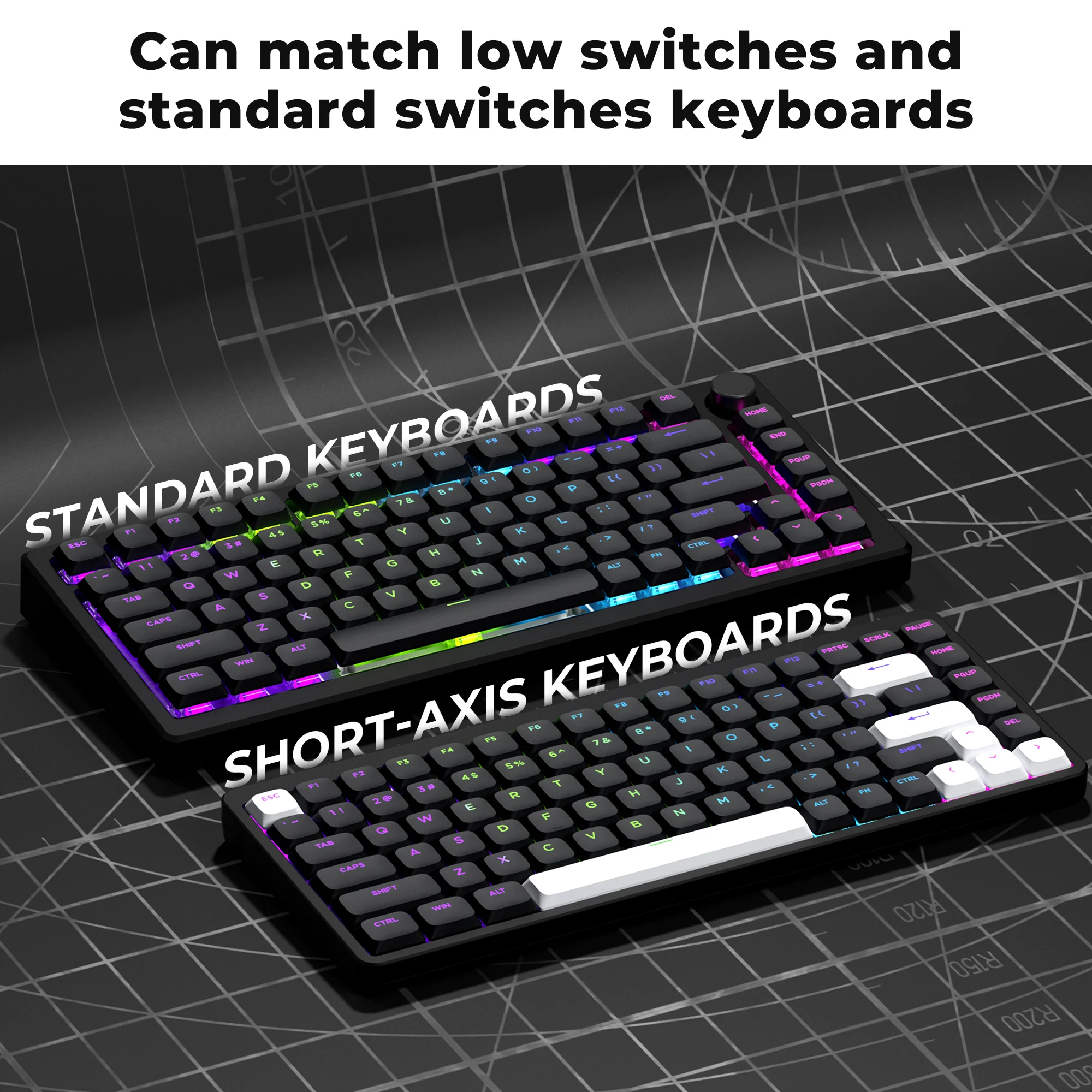XVX 127Keys Low Profile Keycaps Double-Shot Shine Through Key Cap Set Game Mechanical Keyboard Skyline Key Caps