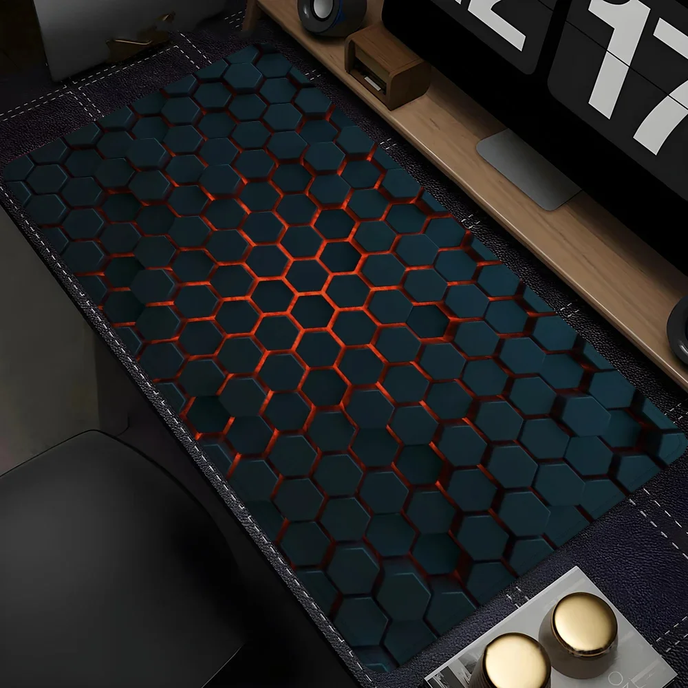 Geometric Office Accessories for Desk Mat Extended Pad Keyboard Gaming Pc Support Laptop Mouse Mats Cabinet Games Mousepad Anime