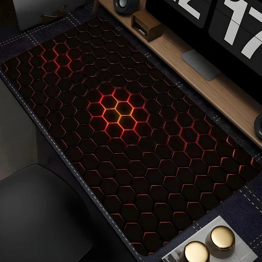 Geometric Office Accessories for Desk Mat Extended Pad Keyboard Gaming Pc Support Laptop Mouse Mats Cabinet Games Mousepad Anime