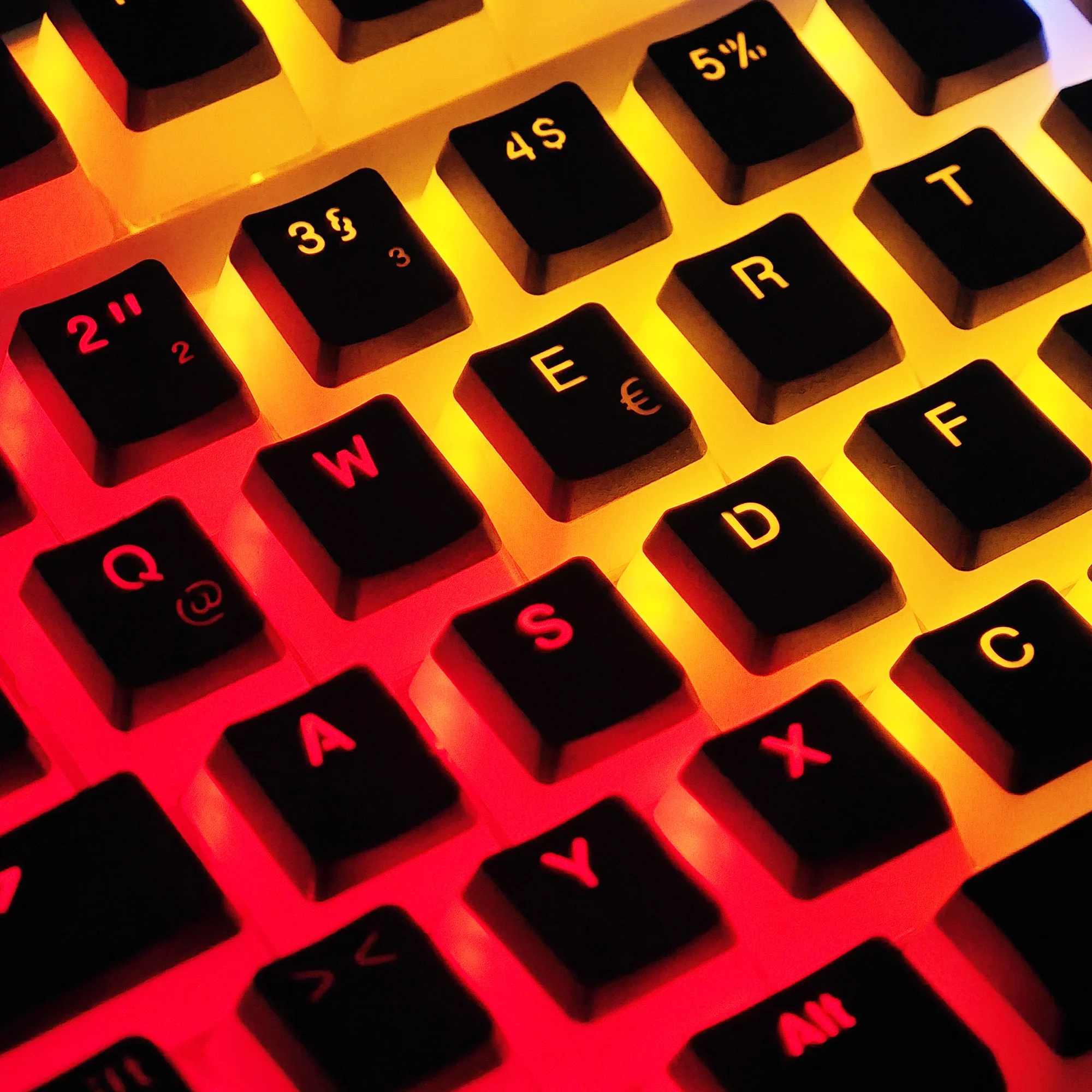 YMDK Pudding German ISO QWERTZ Double Shot PBT Shine Through OEM Profile Keycap Set Suitable For MX Switches Mechanical Keyboard