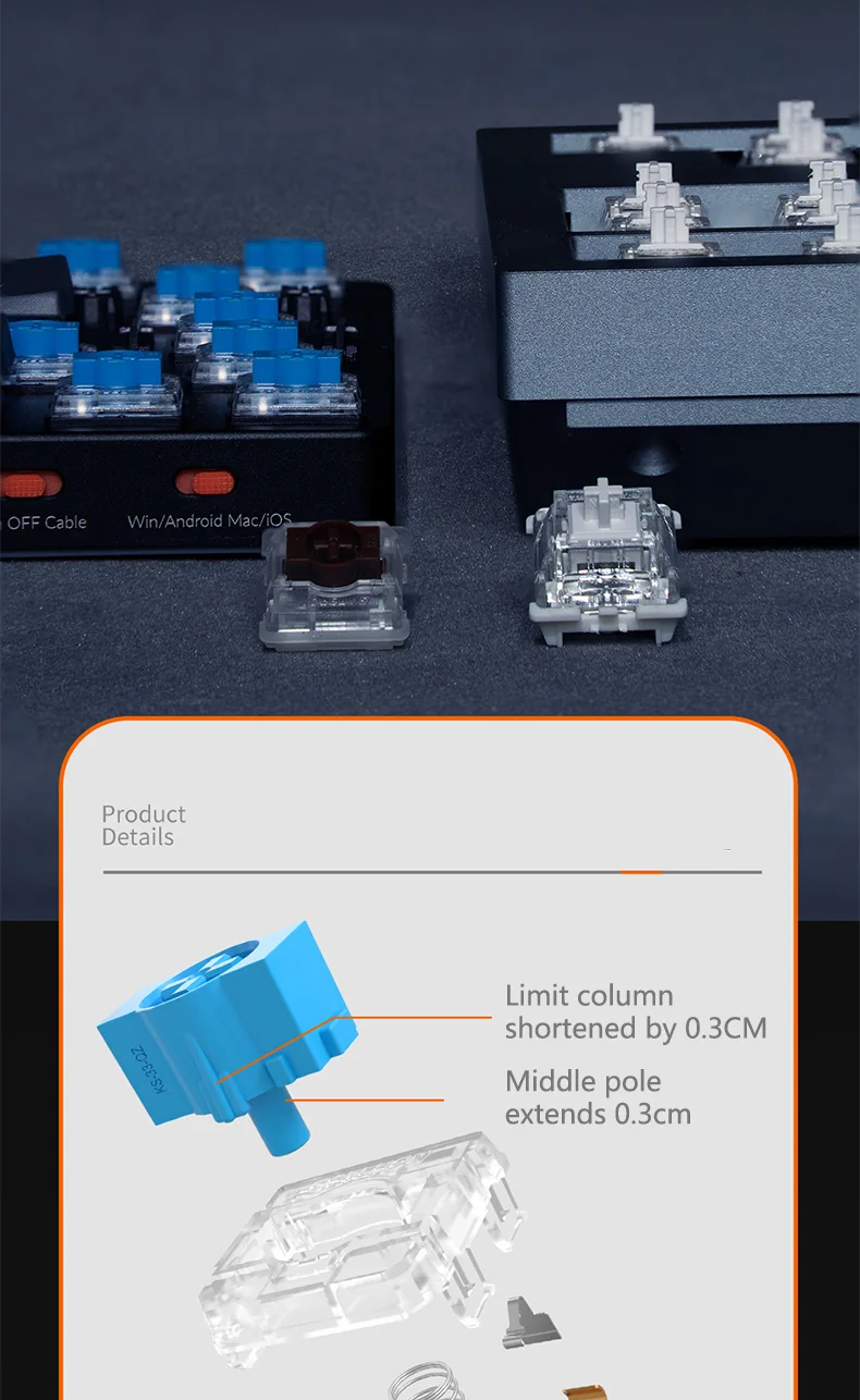 Gateron Low Profile Switch 2.0 Red Blue Brown Silver 3 pins for ultra-slim ultimate Mechanical Keyboard air75 air60 K1 K3 K7