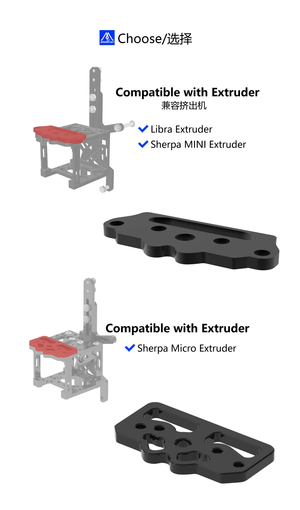 Mellow CNC Aluminium VzBoT 330/235 Printhead Bracket For Goliath Crazy Dragon Hotend VZ Extruder Sherpa Mini 3D Printer