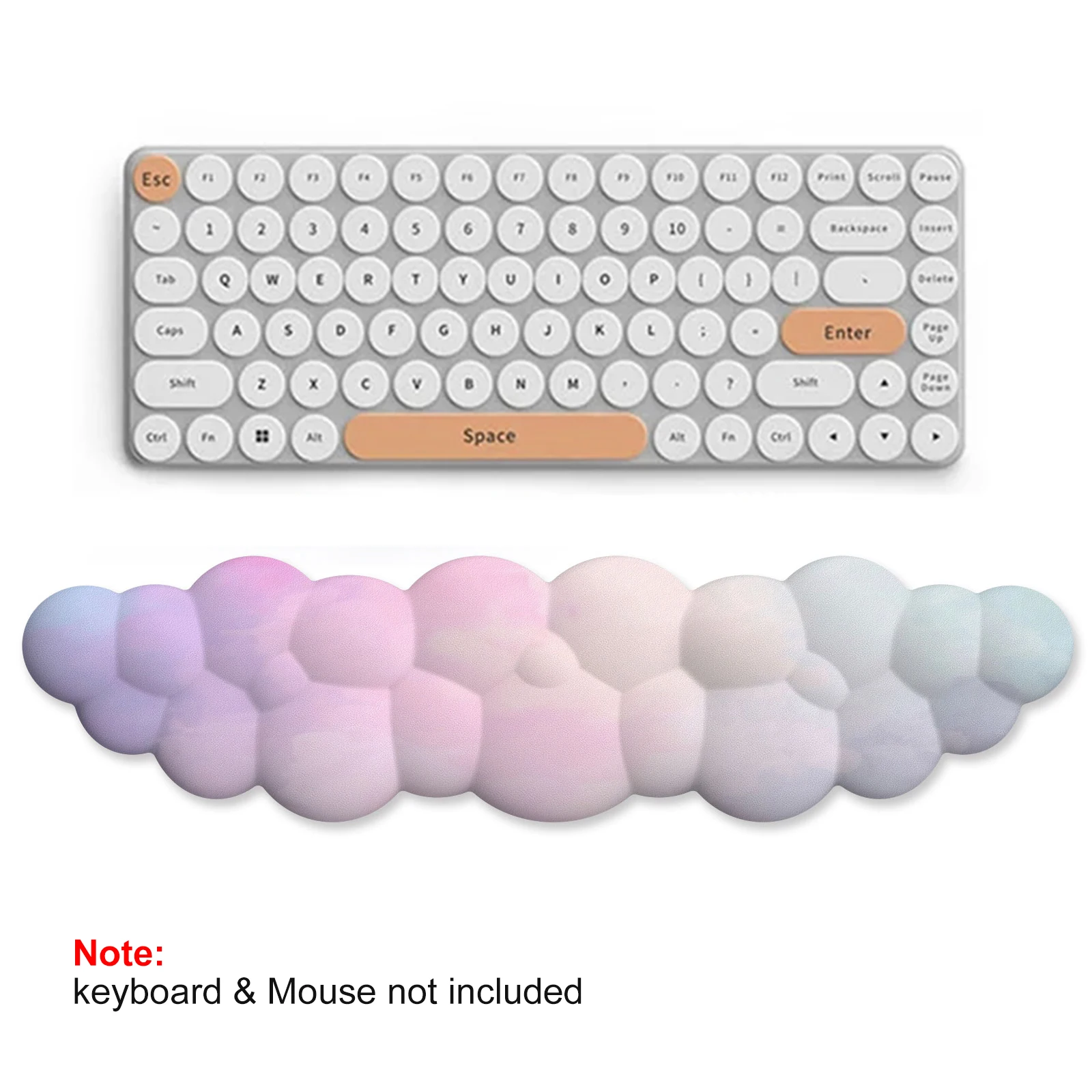 Cloud Keyboard Wrist Rest Mouse Pad Wrist Support Keyboard Set with Ergonomic Memory Foam Anti-Slip Base for Home Office Laptop