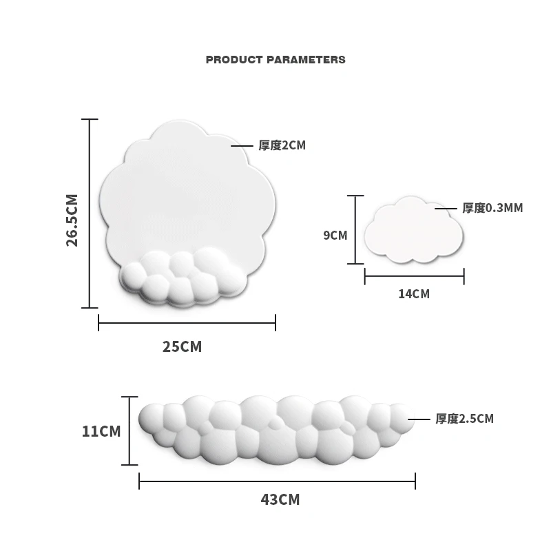 Cloud Keyboard Wrist Rest Mouse Pad Wrist Support Keyboard Set with Ergonomic Memory Foam Anti-Slip Base for Home Office Laptop