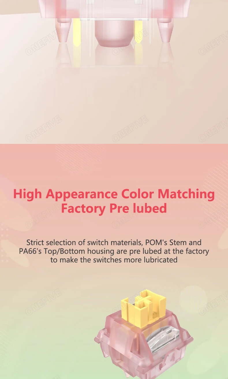 Outemu Silent Peach V3 Switch Lubed Silent Lemon V3 Switches Mechanical Keyboard Linear Tactile 5Pin Hot Swap PA66 Pre Lubed POM