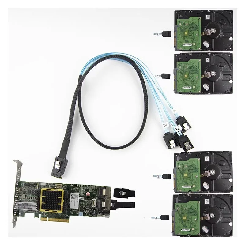 MINI SAS 36P SFF 8087 to 4 SATA3 6G Array Card 1 Change 4 Data Connection Server Cables