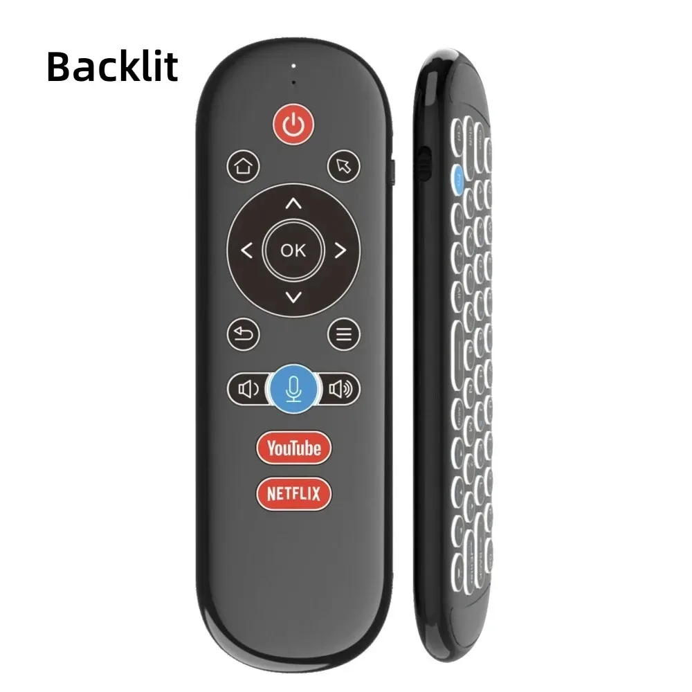 2.4G Wireless Gyroscope Air Mouse Voice Remote Control Mini Keyboard IR Learning Backlit Transmitter for Android Smart TV Box PC