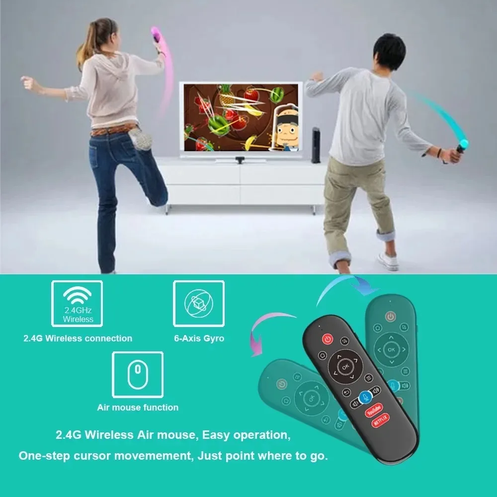 2.4G Wireless Gyroscope Air Mouse Voice Remote Control Mini Keyboard IR Learning Backlit Transmitter for Android Smart TV Box PC