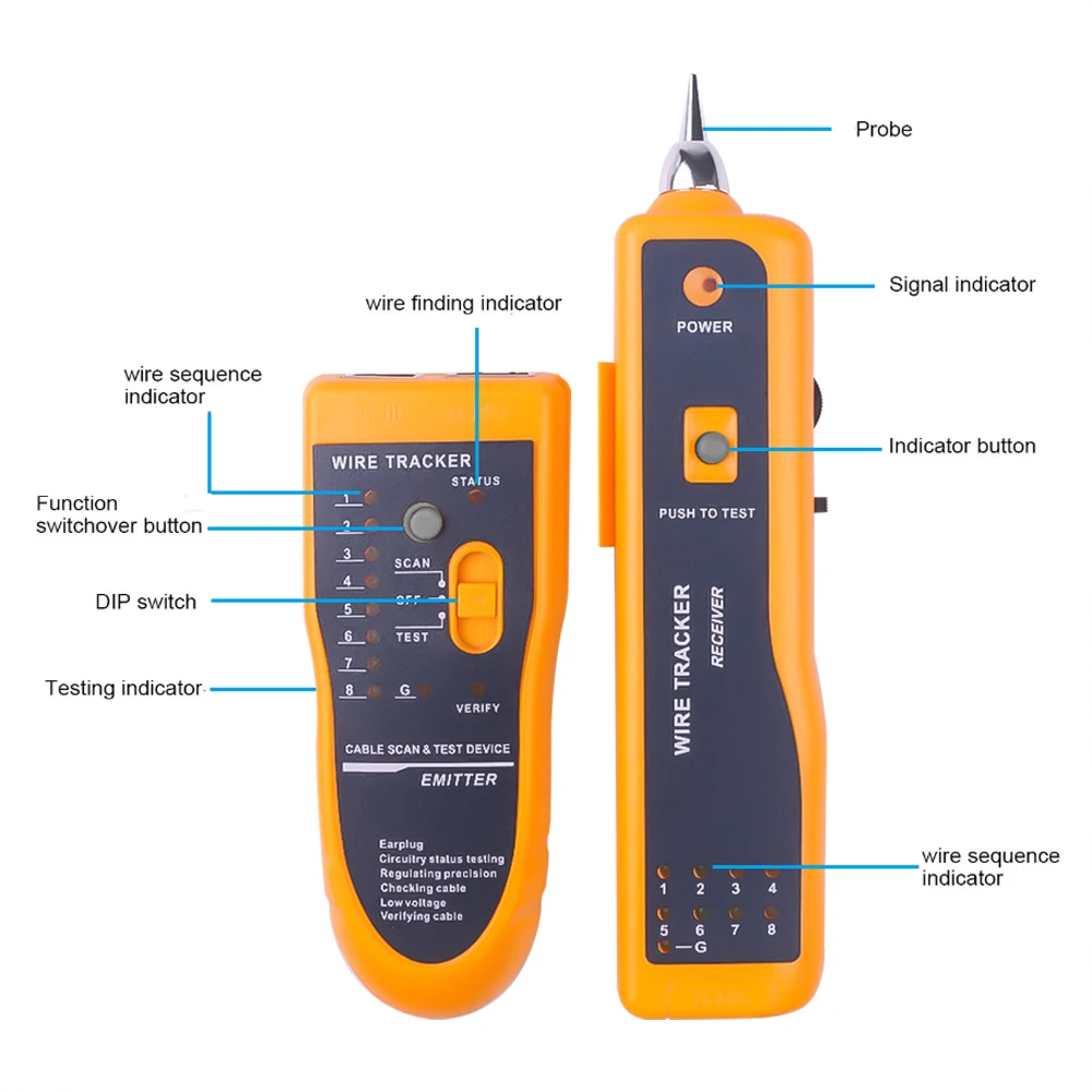 LAN Network Cable Tester Cat5 Cat6 RJ45 UTP STP Line Finder Telephone Wire Tracker Tracer Diagnose Tone Distance Cable Tester