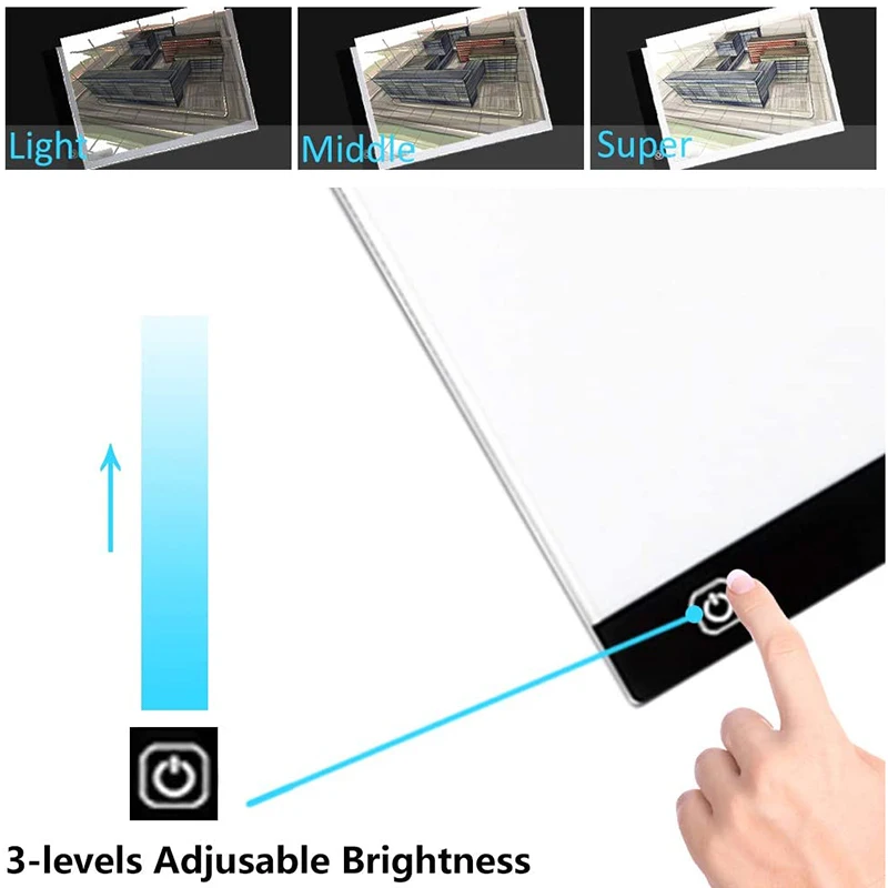 A4/A5 Three Level Dimmable Led Light Pad Drawing Board Pad Tracing Light Box Eye Protection Easier for Diamond Painting