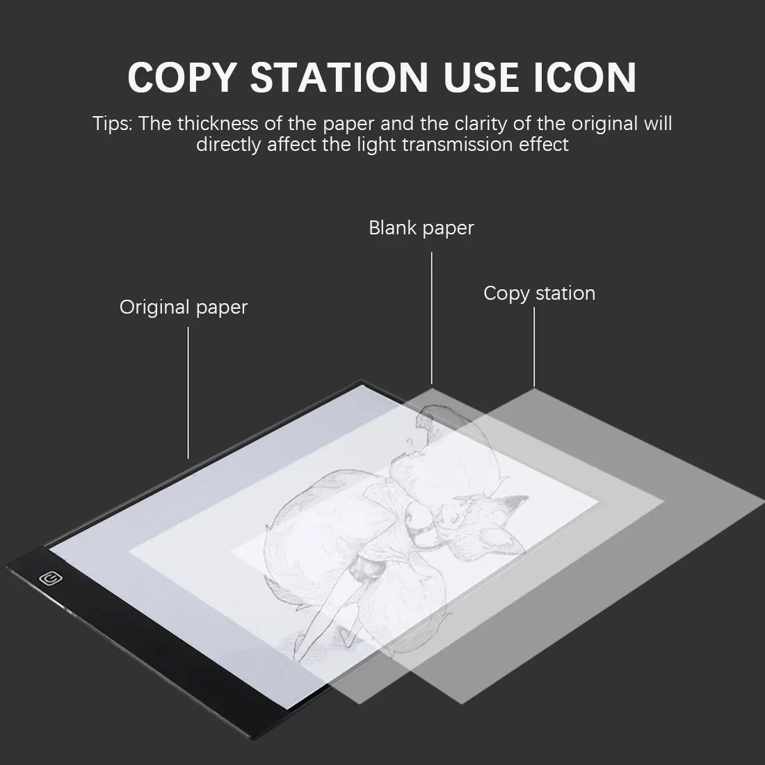 A4/A5 Three Level Dimmable Led Light Pad Drawing Board Pad Tracing Light Box Eye Protection Easier for Diamond Painting