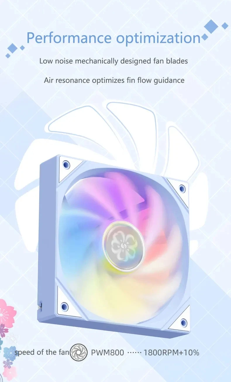 ZEAGINAL YESTON YT-120 Chassis cooling fan 120x120x25mm/800~1800RPM The Cherry pupil flower marries theme