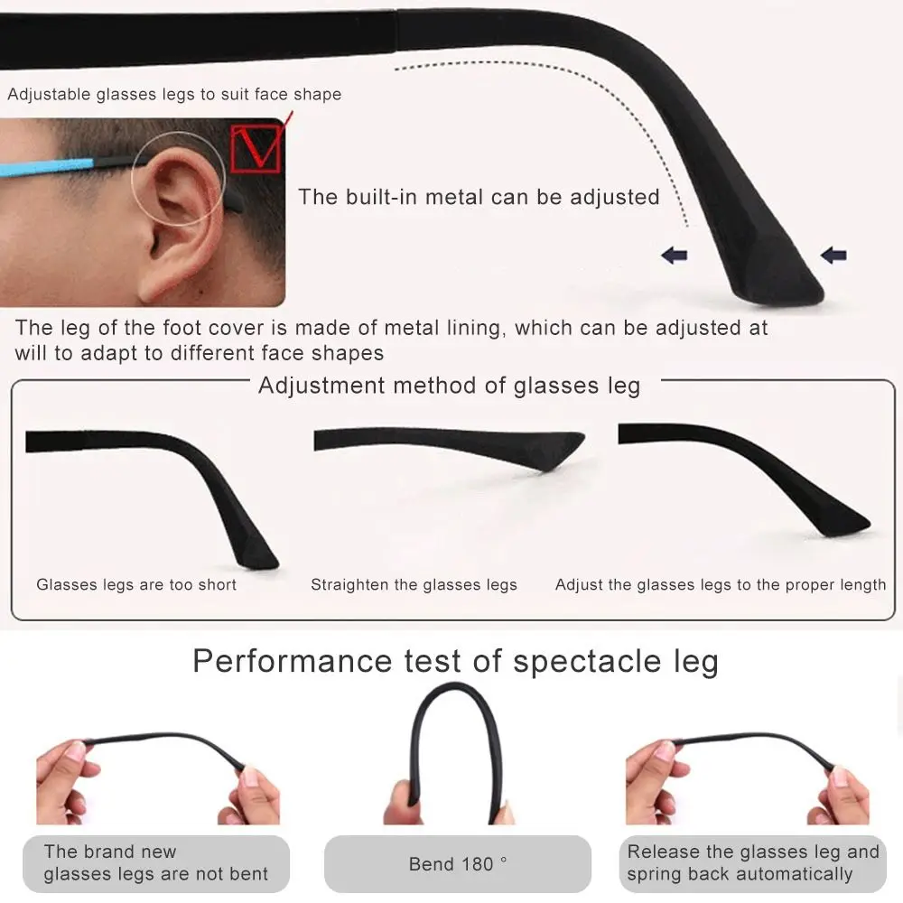 1 Pair Single Tooth Eyeglasses Temple Arm Single Tooth TR90 Eyeglasses Replacement Leg Repair Eyewear Tool Accessories